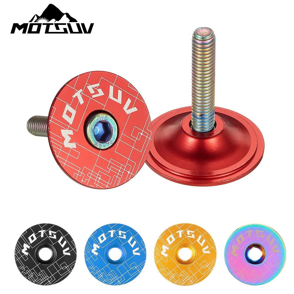 

MOTSUV 32mm Headset Stem Caps Pack Light Aluminum Alloy with Screws for MTB Bike Road Mountain Bicycle Cycling Parts Accessories