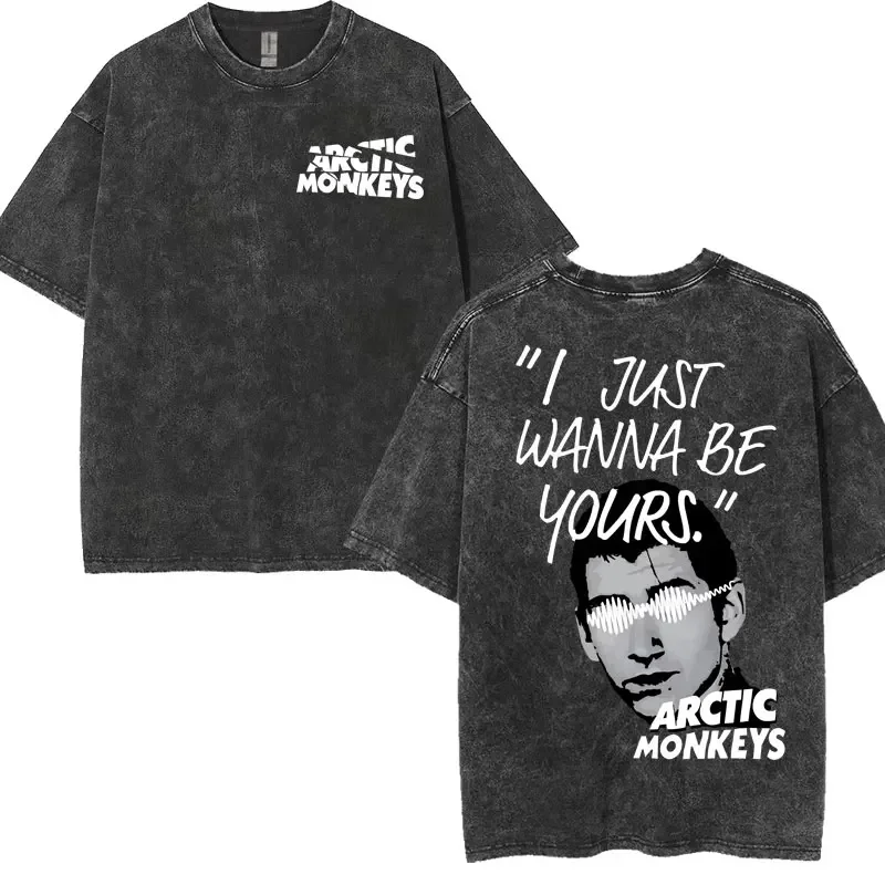 Camiseta Arctic Monkeys Band Rock Tour, I Wanna Be Yours, 505, ¿quiero saber? Camiseta de álbum para hombre, camisetas lavadas Vintage a la moda