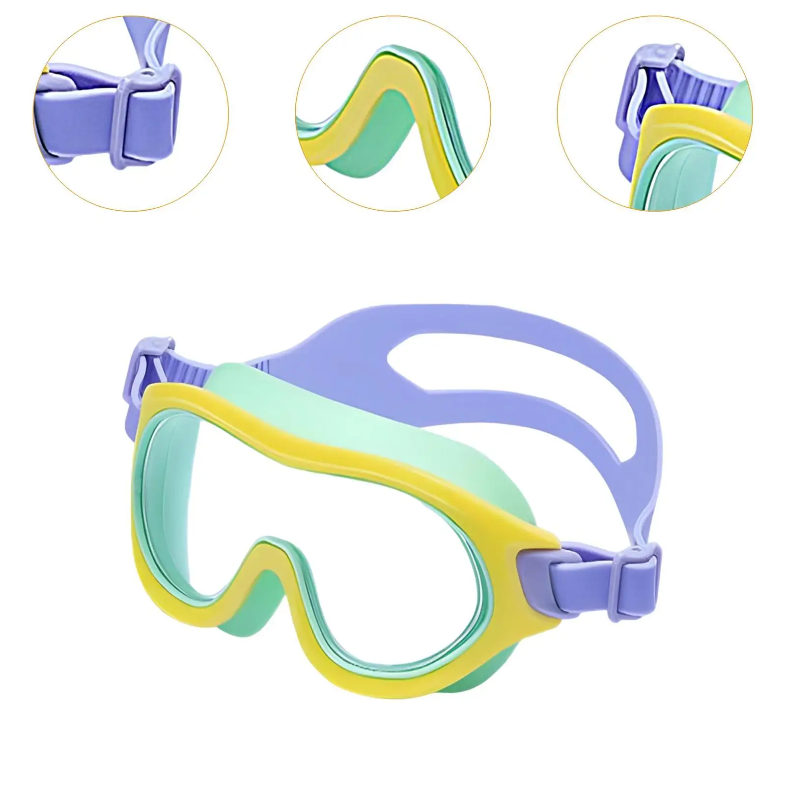 Lunettes de natation légères et souples avec sangle réglable pour enfants, vision large, plongée à la plage, cheveux longs et courts, piscine