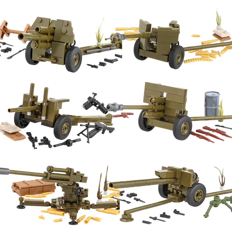 WWW2 بنة عسكرية 88 مللي متر قشر بندقية مدفع الأسلحة الشكل الجندي رشاش ميكا المشاة المدفعية هاون اللعب K053 #6