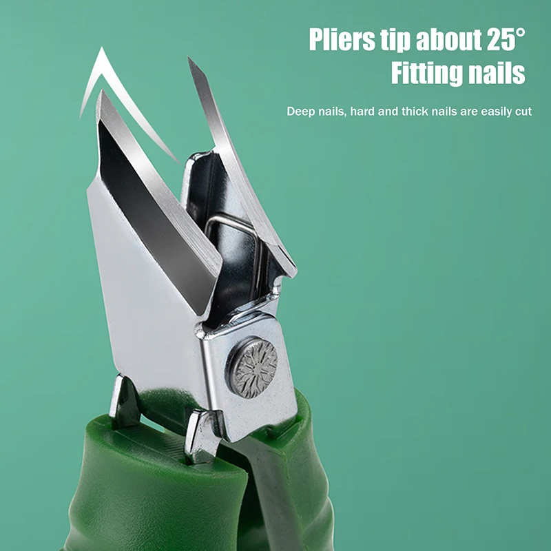 ที่ตัดเล็บแบบเฉียง ทนทาน ช่องกว้าง ป้องกันการกระเด็น รูปทรงไม้ไผ่สีเขียว อุปกรณ์ทำเล็บสำหรับใช้ในบ้าน