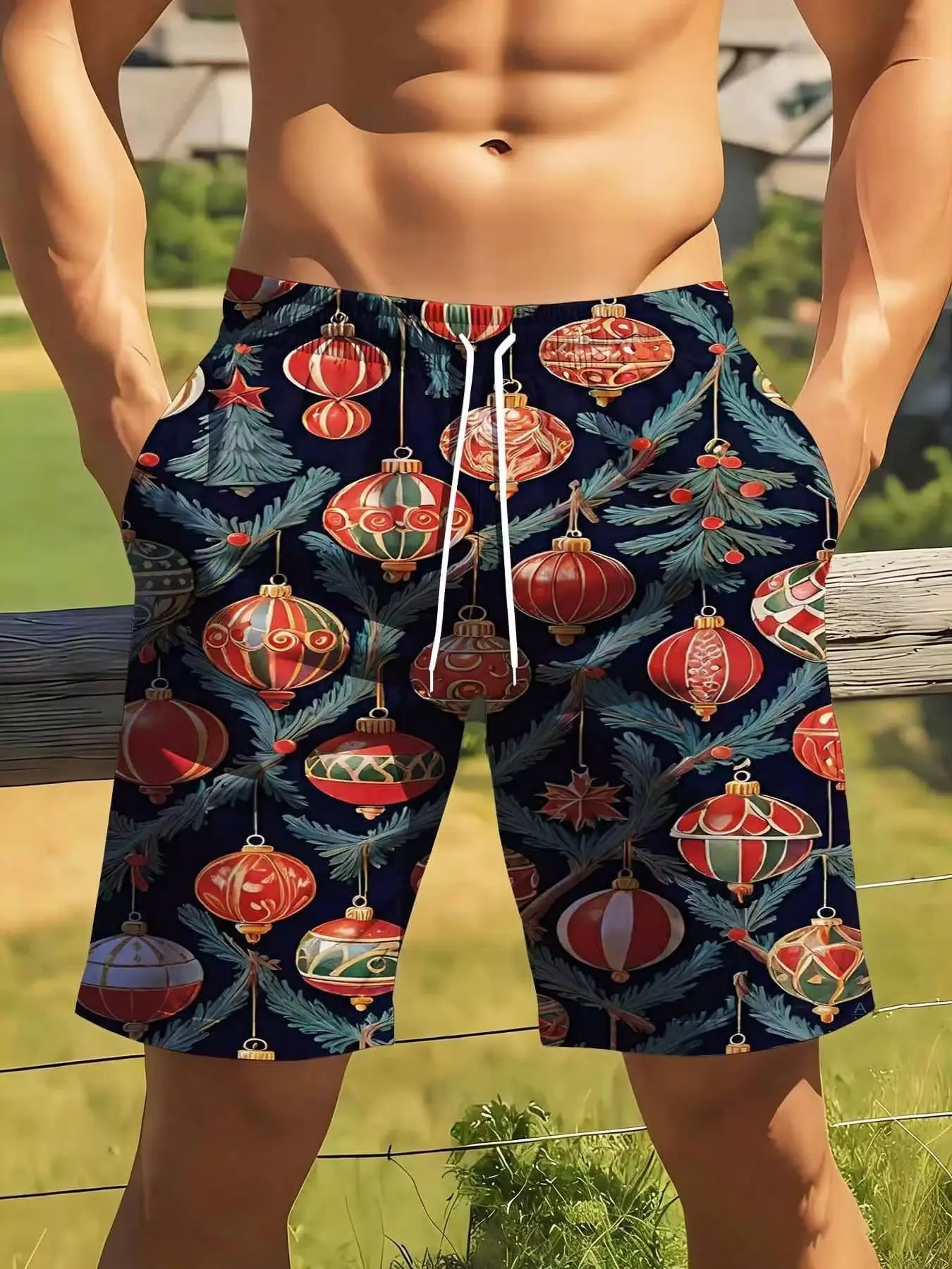 Christmas Ornament Men's Swim Trunks Beach Shorts