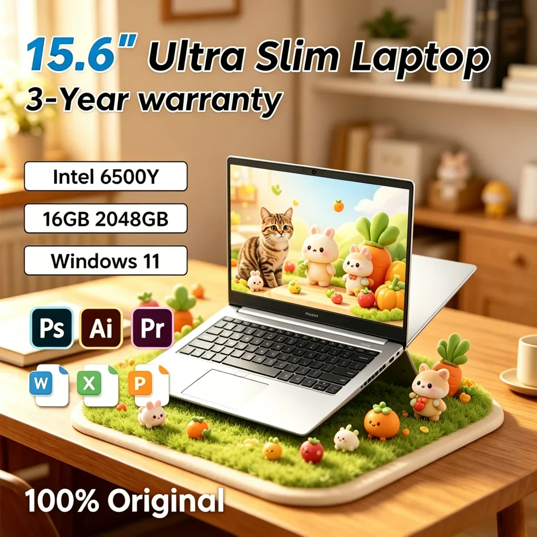 

2026 Seraphic Lightweight 15.6 Laptop Intel 6500Y 32GB RAM 2TB SSD 5000mAh Windows 11 Backlit Keyboard Fingerprint for Prestige