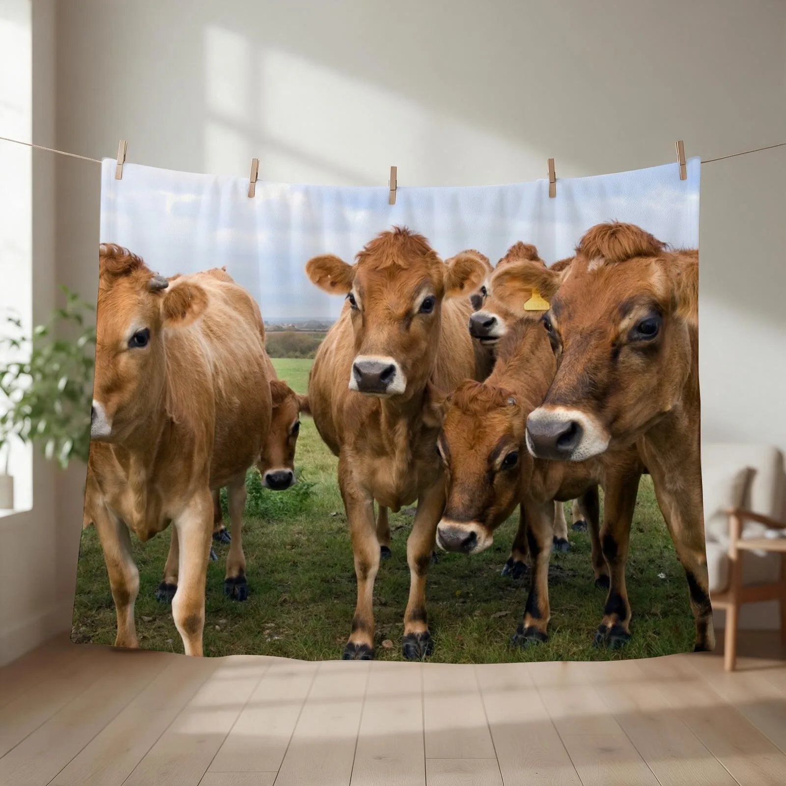 Curious Jersey Cows Throw Blanket couch cozy soft plush fuzzy picnic outdoor blanket