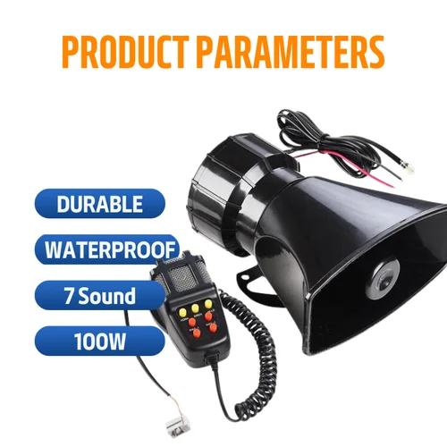 Imagen 2 del producto Bocina de sirena de coche con sonido de 7 tonos, altavoz de sirena de sonido eléctrico para Hooter/ambulancia/sirena/sistema de coche de tráfico de emergencia con micrófono