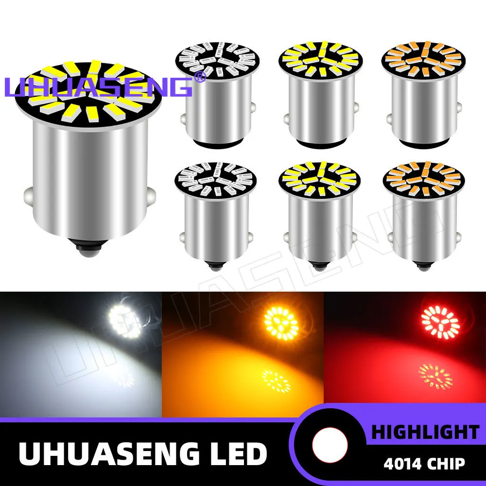 UHUASENG 12V 24V P21W Led 1156 Bulb 1157 Strobe BA15S BAY15D P21/5W R5W Stop Flash Flashing Reverse Brake Truck Car Light Lamp