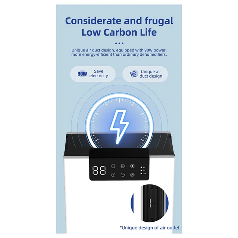 ABDJ-Dumidificatore domestico Serbatoio dell'acqua da 2,4 litri A prova di umidità Essiccatore d'aria Purificazione interna Rimozione dell'umidità Acqua Arresto completo