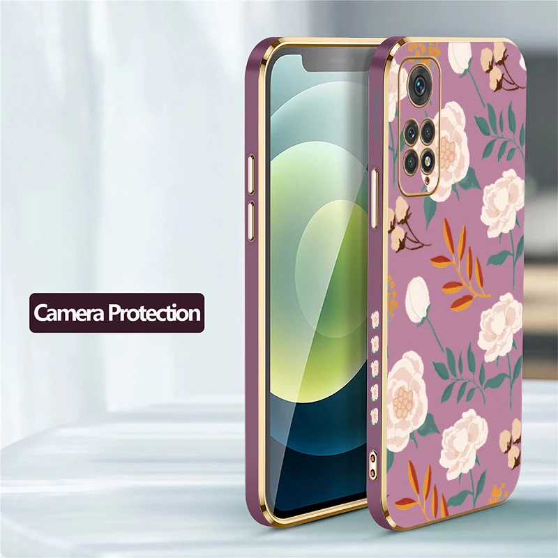 Custodia per telefono in silicone antiurto per Xiaomi Redmi Note 11 4G 11S 10 Lite 8 9 Pro Max 9S 10S 11E 11T 10T Cover con foglie di fiori