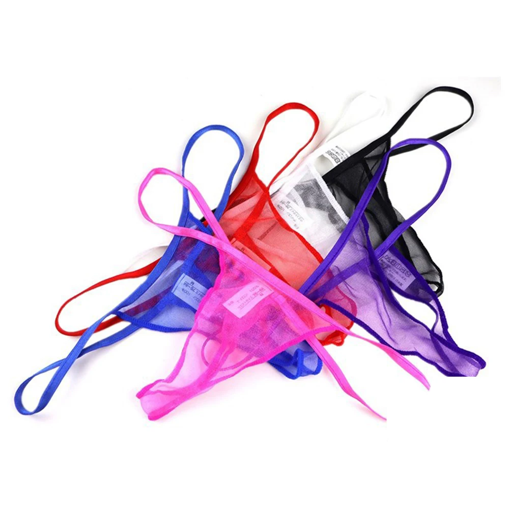 

Mens G-String Underwear See Through T-Back Ultra-Thin Briefs Sexy Mesh Thong Gay Sissy Bulge-Pouch Panties Low Rise Lingerie