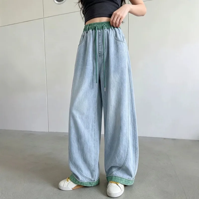 UNITIM 4-14 Jahre Mädchen-Jeans, Sommer, dünn, atmungsaktiv, für Kinder, Mädchen, Denim-Hose, lässig, gespleißt, für Junior-Mädchen, Hose mit weitem Bein – Detail 17
