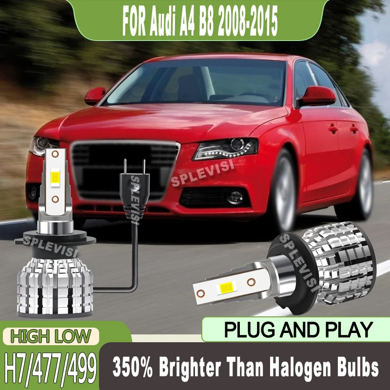 

350% Brighter Than Halogen Quick Install 120W/Bulb H7 LED HIGH/LOW BEAM For Audi A4 B8 2008 2009 2010 2011 2012 2013 2014 2015