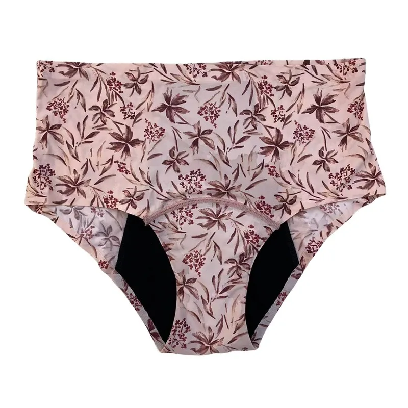 Ropa interior Sexy estampada para mujer, bragas menstruales de cintura media, talla grande