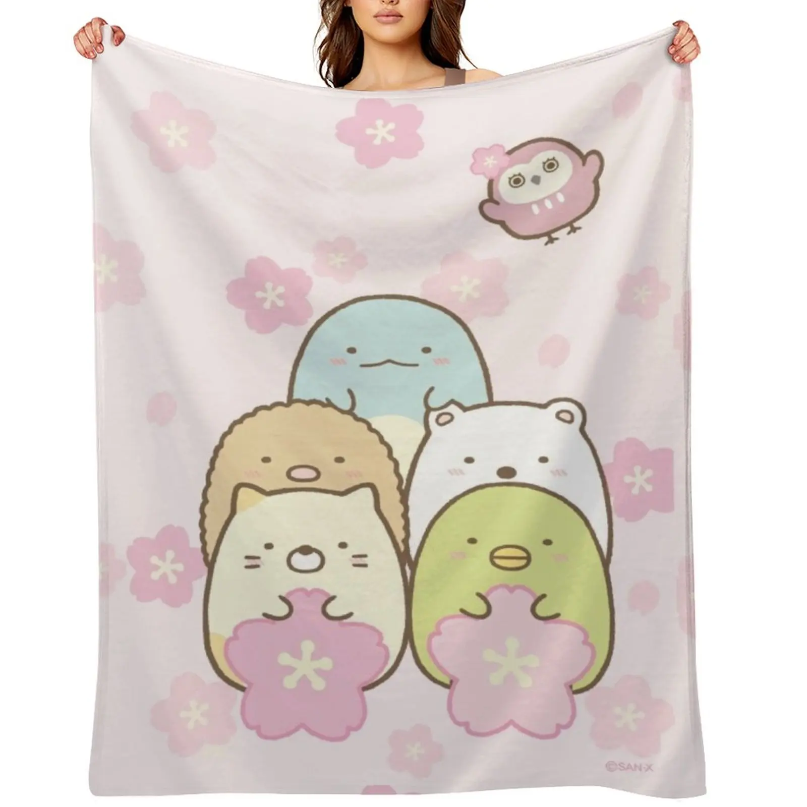 

Sumikko Gurashi - Pink Background Collage Throw Blanket Bed linens Winter beds Tourist Blankets For Sofas Blankets