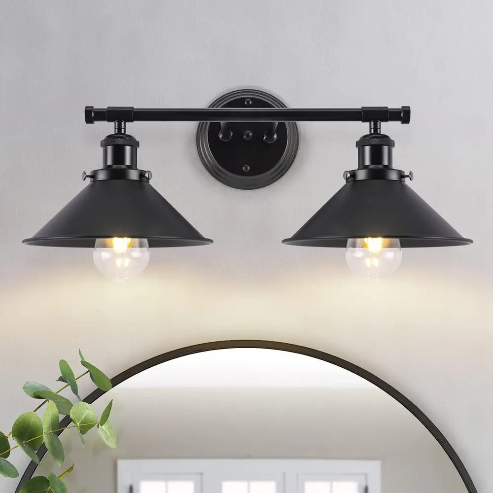 

Bathroom Light ixtures 2-Light Matte Black armhouse Vanity Lights or Bathroom Light ixture, 20" Rustic Industrial Vanity Light W