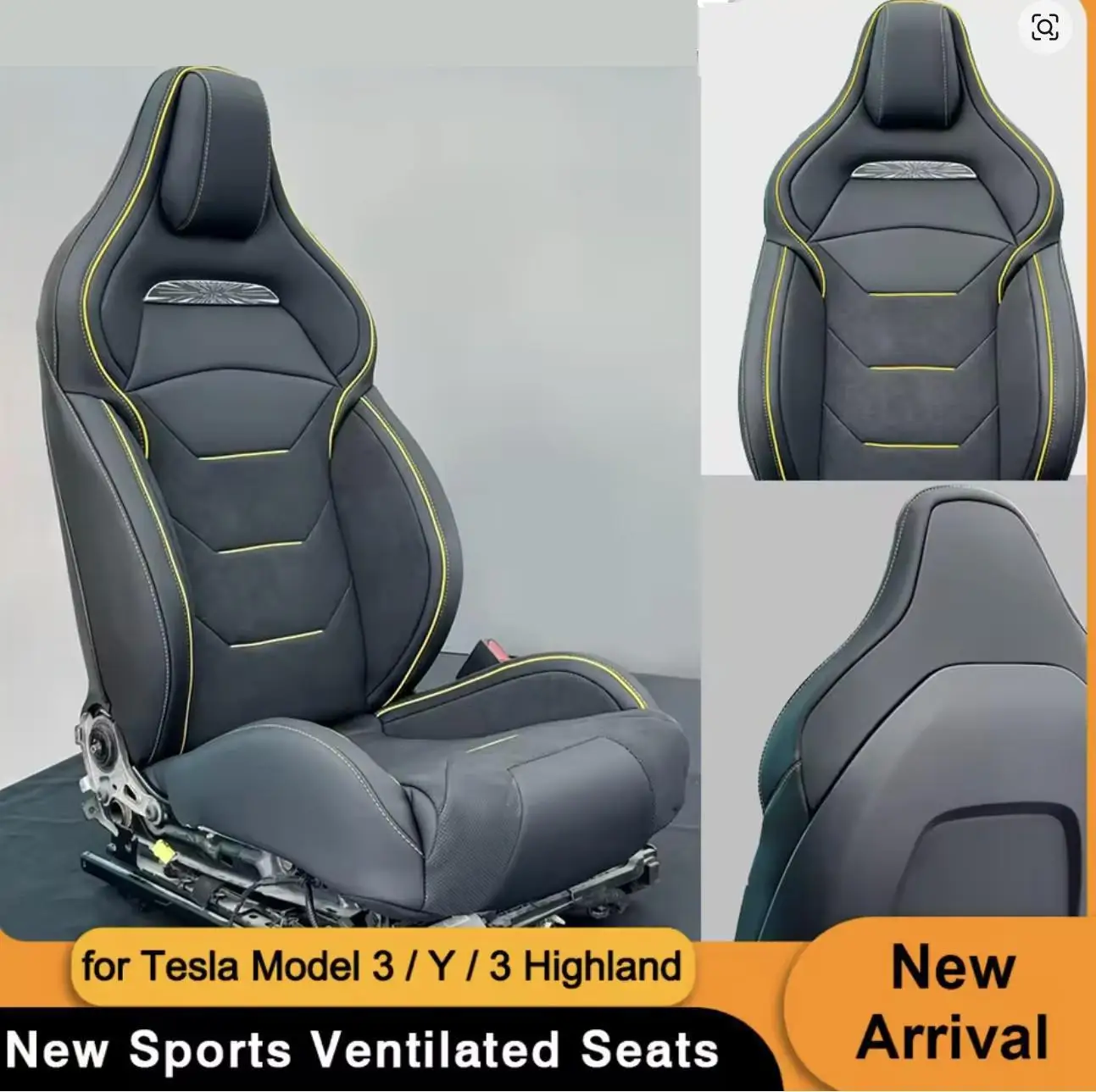 Luxury Sports Ventilated Seats For Tesla Model 3 Y Heating P Version Cooling Perforated Seats 1:1 Ratio High-Performance Style