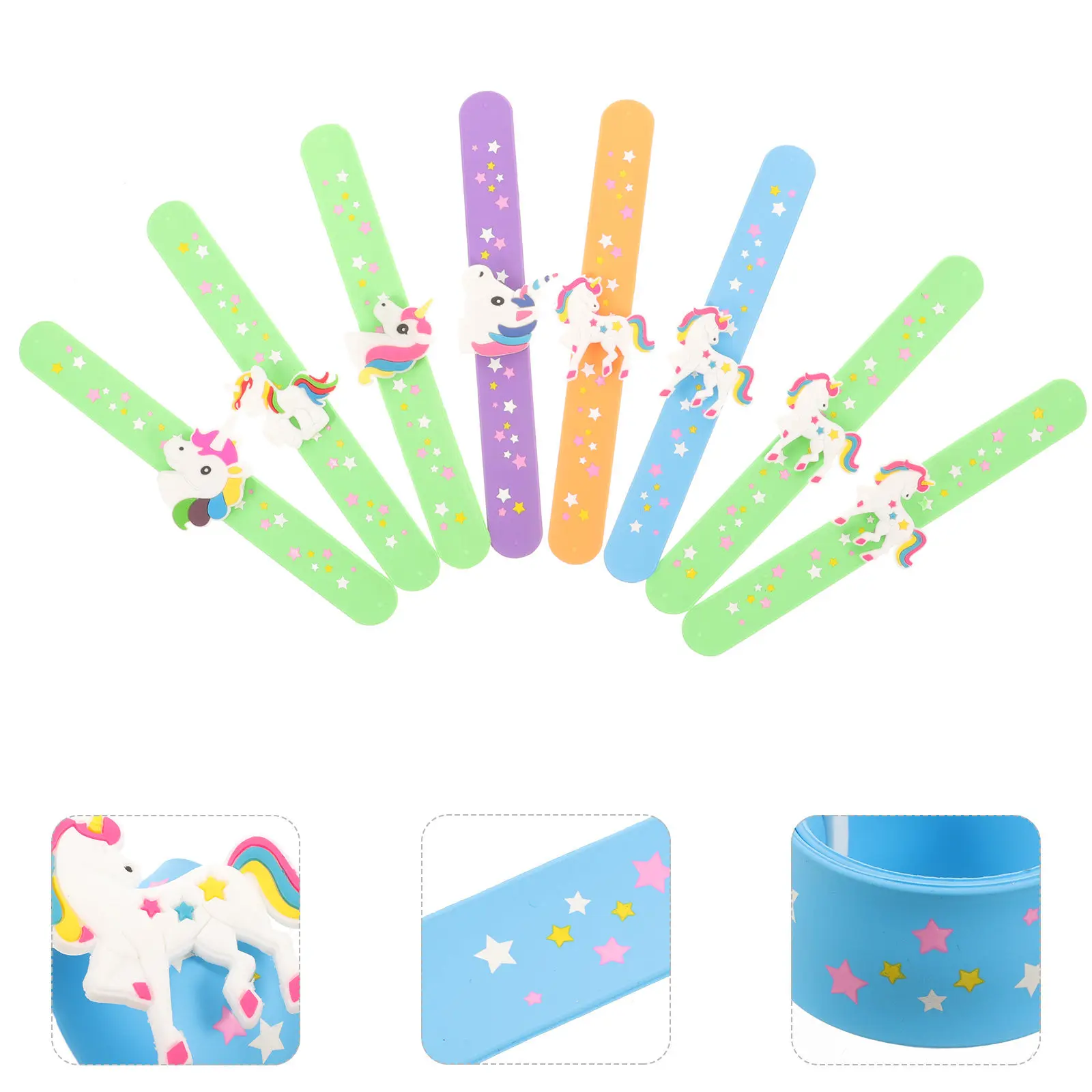 

Набор из 8 мягких силиконовых браслетов-единорогов для детей: безопасные, нежные к коже, для вечеринок, подарков на день рождения, призов в играх, для класса