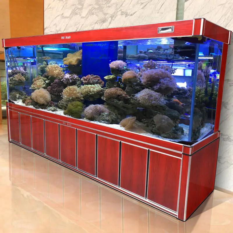 Large golden dragon fish tank aquarium ecological living room screen glass bottom filter porch