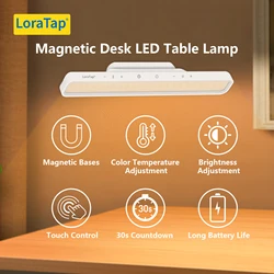 LoraTap Magnetic LED Closet Lamp For Nightlight Learning Bedside Color Temperature and Brightness Infinitely Variable Dimming