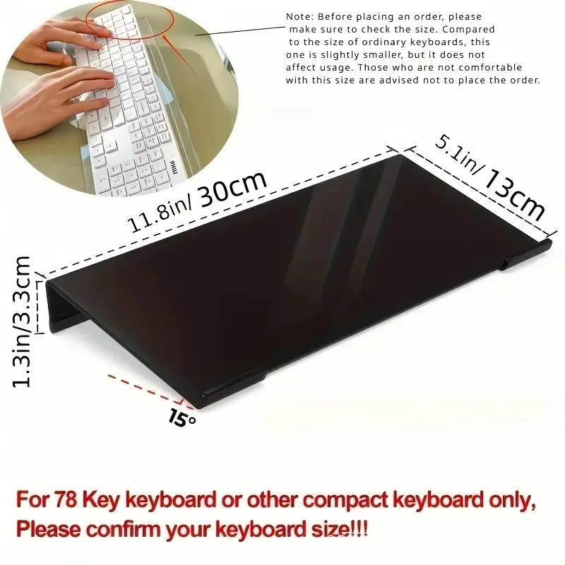 Acrylic Keyboard Stand - Comfortable For Typing, Transparent Non Slip Stand, Compact, Suitable For Office And Desktop Use  ﻿