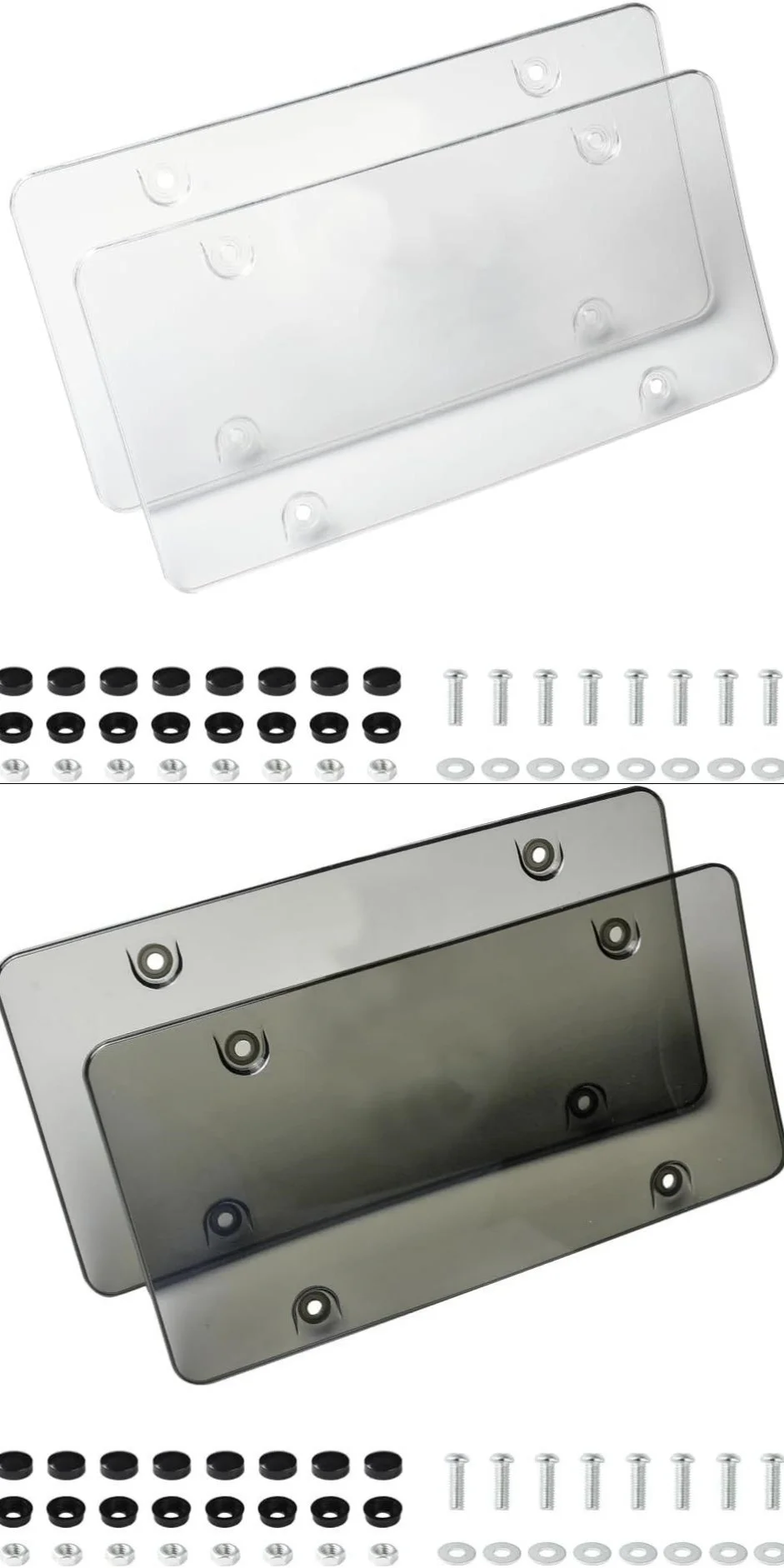 غطاء حماية مقاوم للمطر ومقاوم للخدش للوحات الترخيص، يتضمن براغي وغطاء شفاف #1