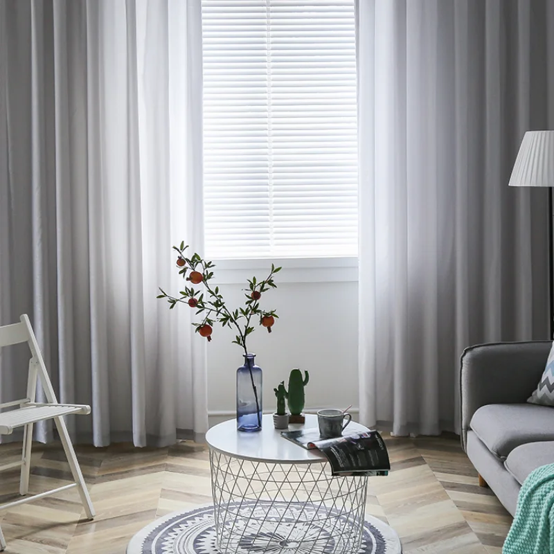 Nordic Modern Simplicity Curtains for Living Room Bedroom Dining Room Moon Dragon Light Grey Curtain Chiffon Screen Window