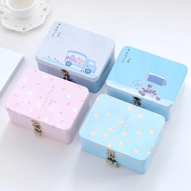 Creative Password With Lock Storage Box Tin Box Desktop Storage And Organization Storage Box Small box Cosmetics Box