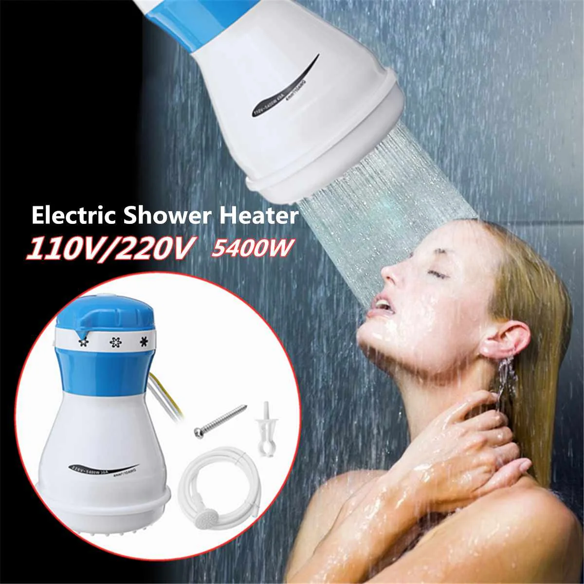 5400W 110V/220V Electric Heaters With Shower Head Instant Water Heater Non impounding Heaters Electric Water Heating for Bath