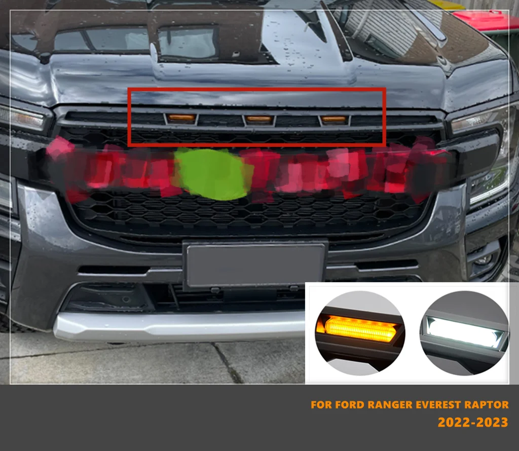 High Quality Car Grill LED Lights LED Yellow Lights For Grill Fit For Ford Ranger Everest Raptor 2022-2023