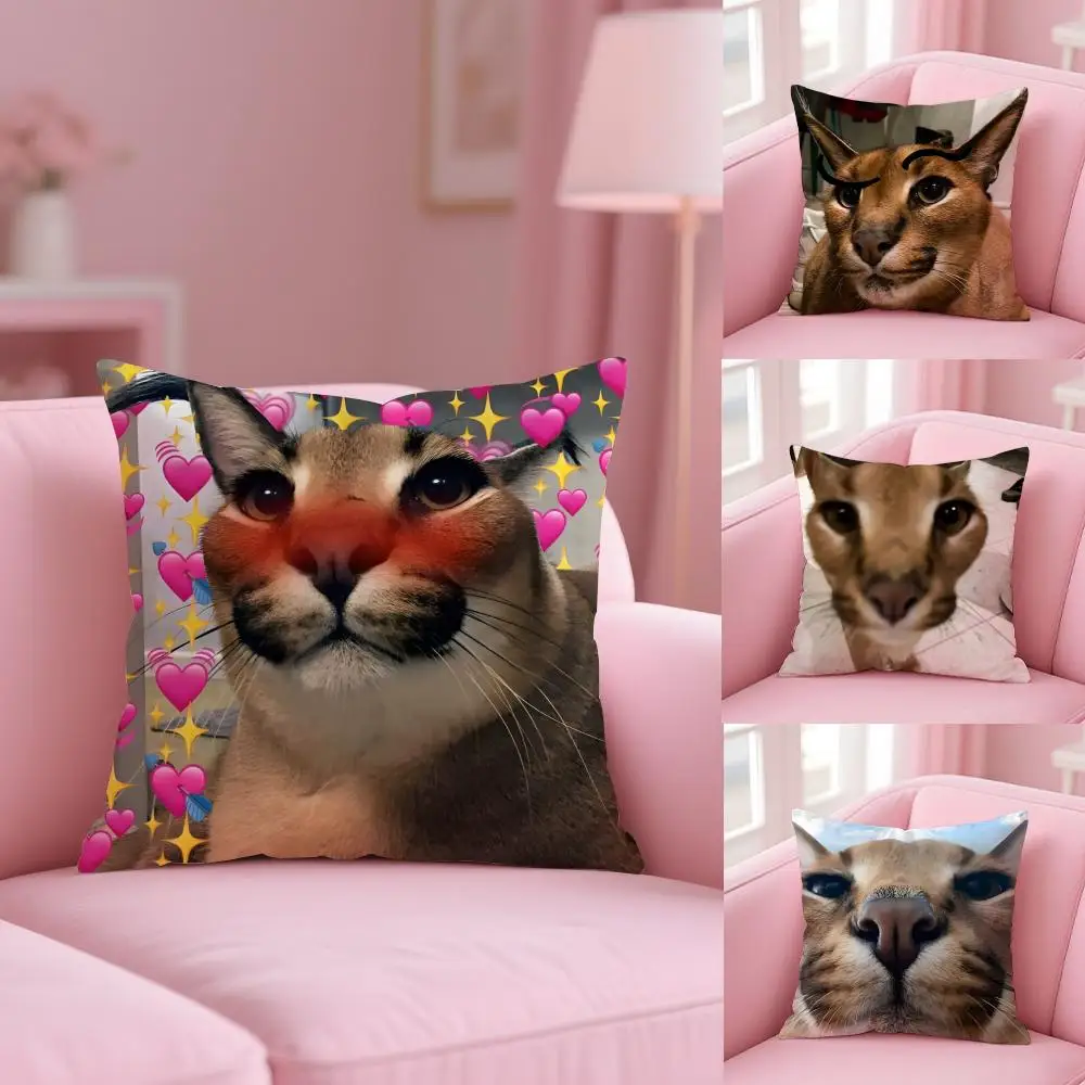 Floppa Cat Meme غطاء الوسادة نسيج قطيفة ناعم على الوجهين مطبوع أريكة شتاء دافئ هدية المنزل كيس وسادة #4