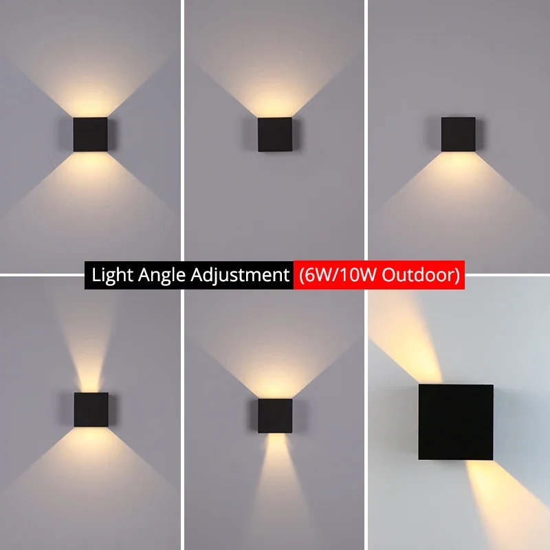 Impermeável LED Wall Light para varanda e jardim, lâmpada de iluminação exterior, lâmpada interior, decoração de cabeceira do quarto, IP65, 6W, 10W