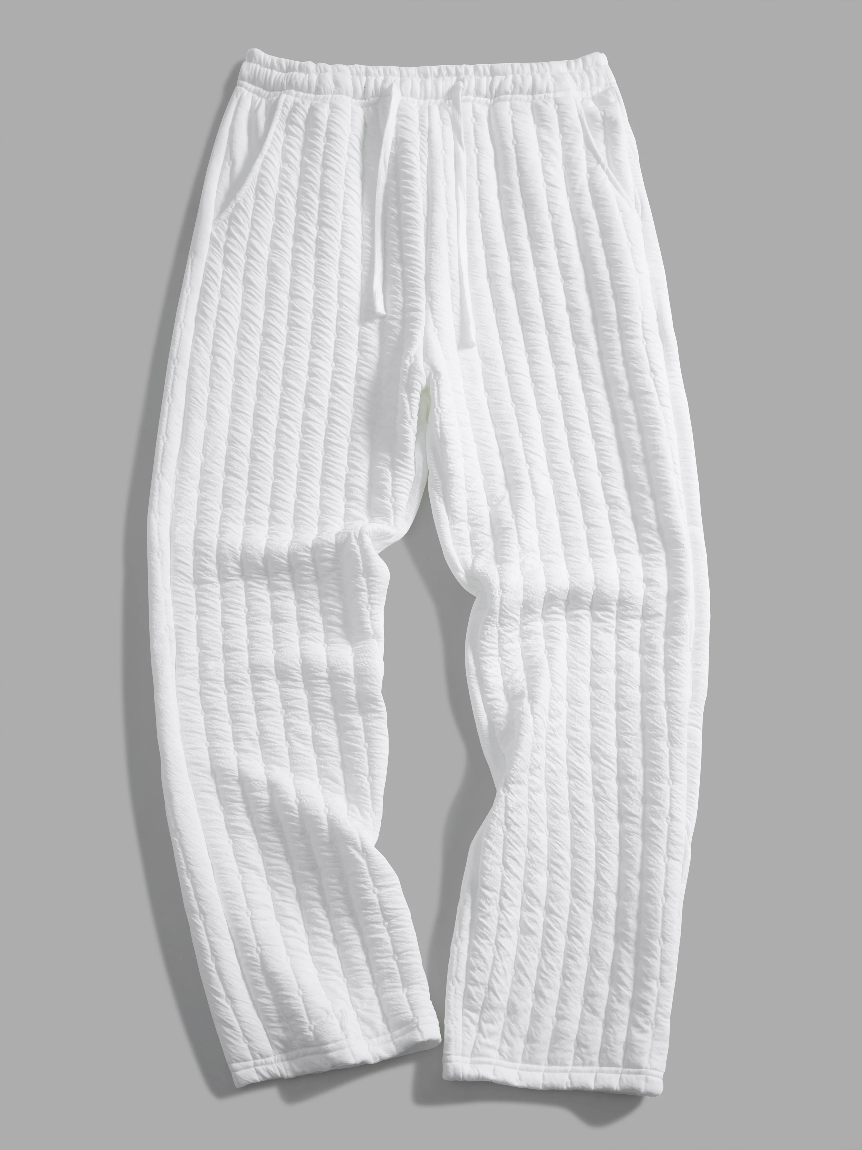 

Мужские повседневные стеганые брюки — эластичный пояс, шнурок и мешковатый крой, устойчивые к морщинам, прочные для зимней повседневной одежды, модный стиль для дома