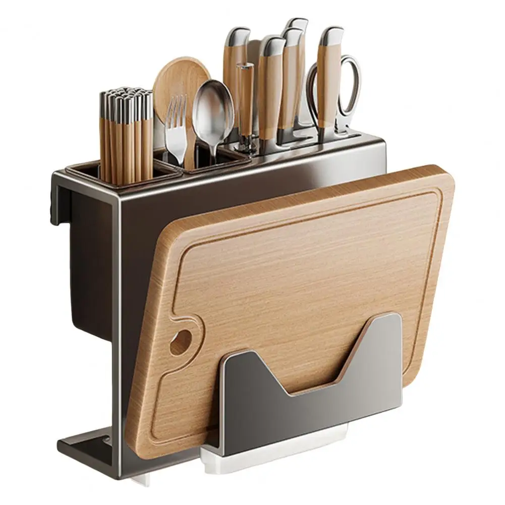 Utensil Holder Multifunctional Cutlery Organizer Wall-mounted Cutting Board Knife Organizer with Drip Tray Strong for Cutlery