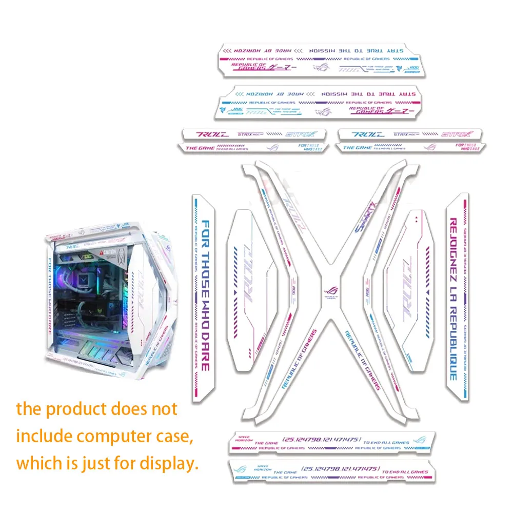 ROG HYPERION 701 Chassis Suede Stickers,DIY Anime Gaming Cabinet Decorative Cover 15pcs 2025