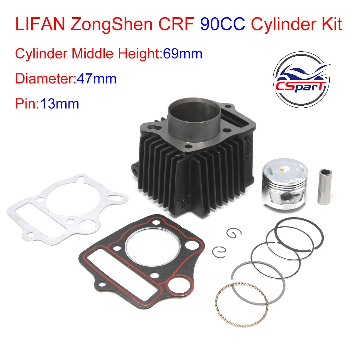 47mm Cylinder Piston Ring Gasket Kit For Honda CRF 90 90CC Dirt Bike Pit  ATVs Quad