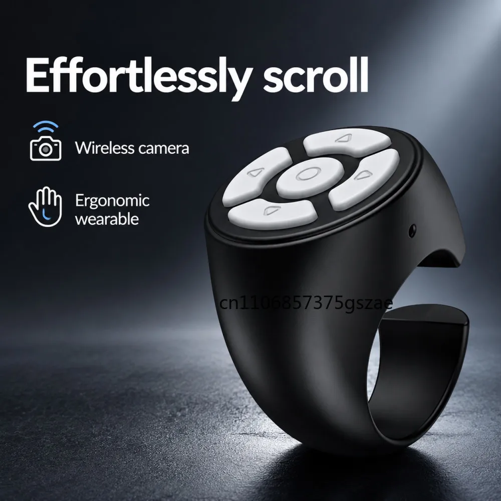 ABS Bluetooth Ring Remote Universal Smartphone/Tablet/Camera Controller Self-Timer for TikTok Page Turner for eBooks