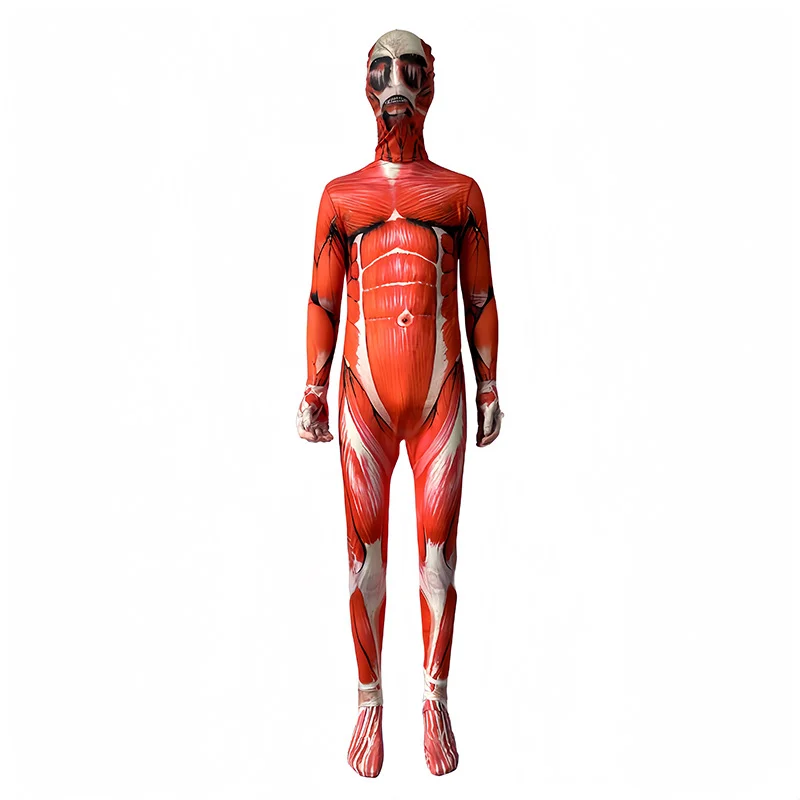 زي تنكري للجنسين للبالغين من Attack On Titan، قناع أغطية الرأس، بدلة قفز لحفلات الهالوين كرنفال