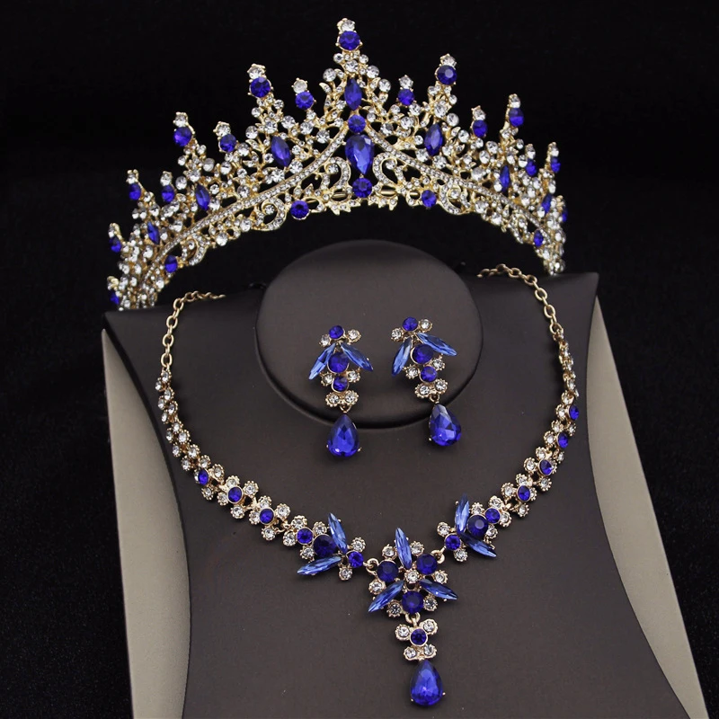 Gorgeous Pink Bridal Jewelry Sets for Women Luxury Tiaras Crown Sets Necklace Earrings Party Wedding Dress Bride Jewelry Set image 5
