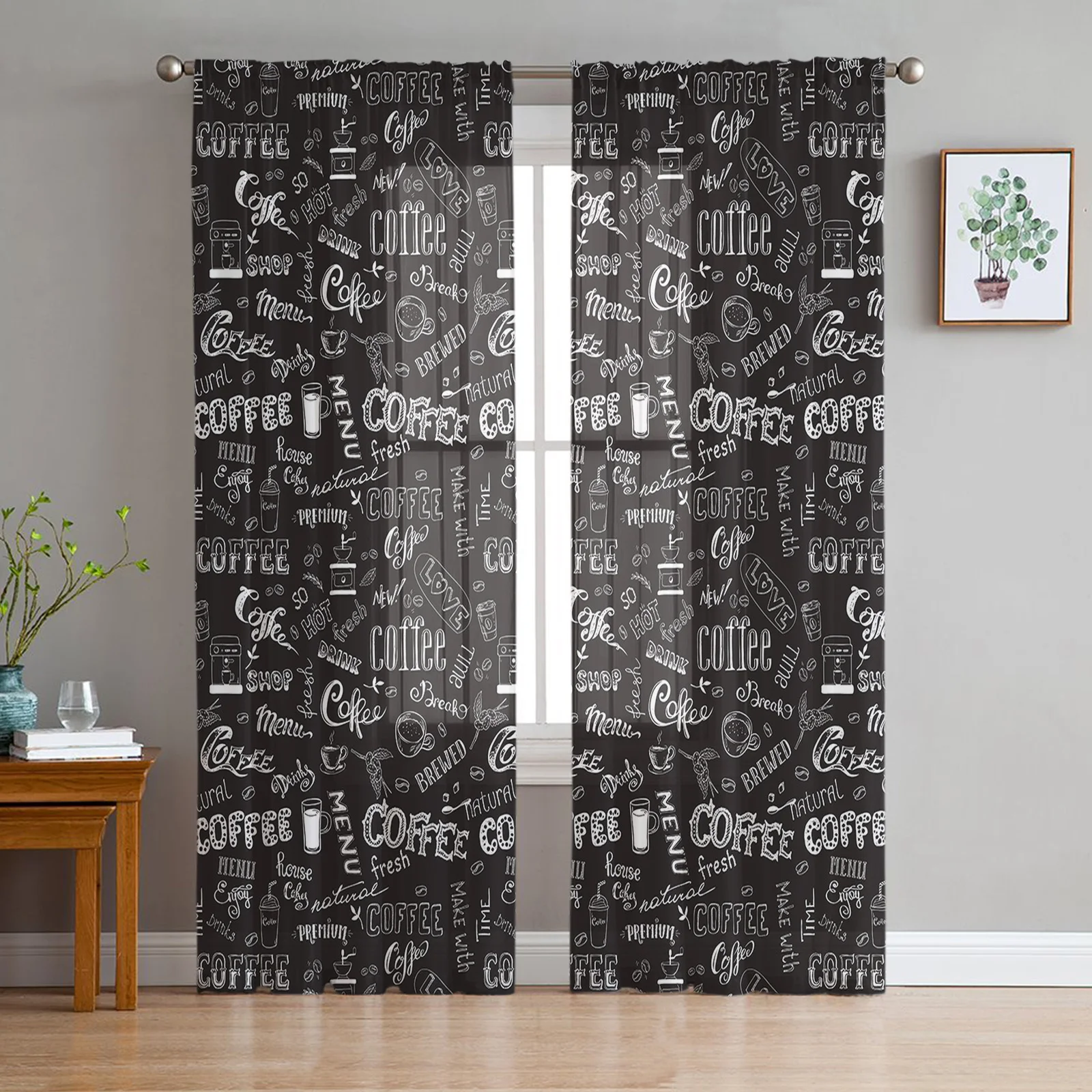 

Coffee Bean Milk Sheer Curtains for Living Room Decoration Window Curtains for Kitchen Tulle Voile Organza Curtains