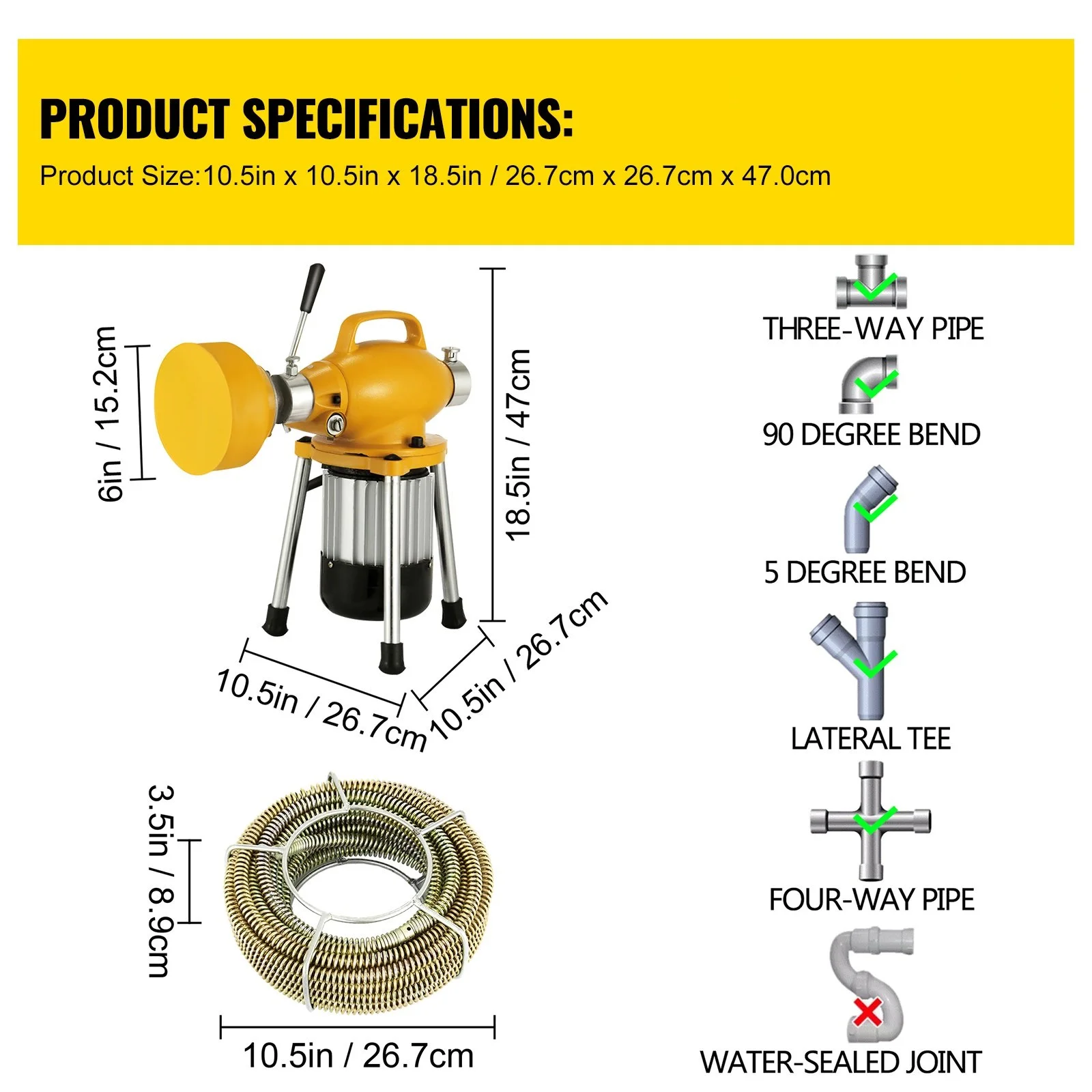 Drain Cleaner Machine Sectional Drain Cleaner 400W 20m x 16mm Drain Auger Cleaning Machine HX-75