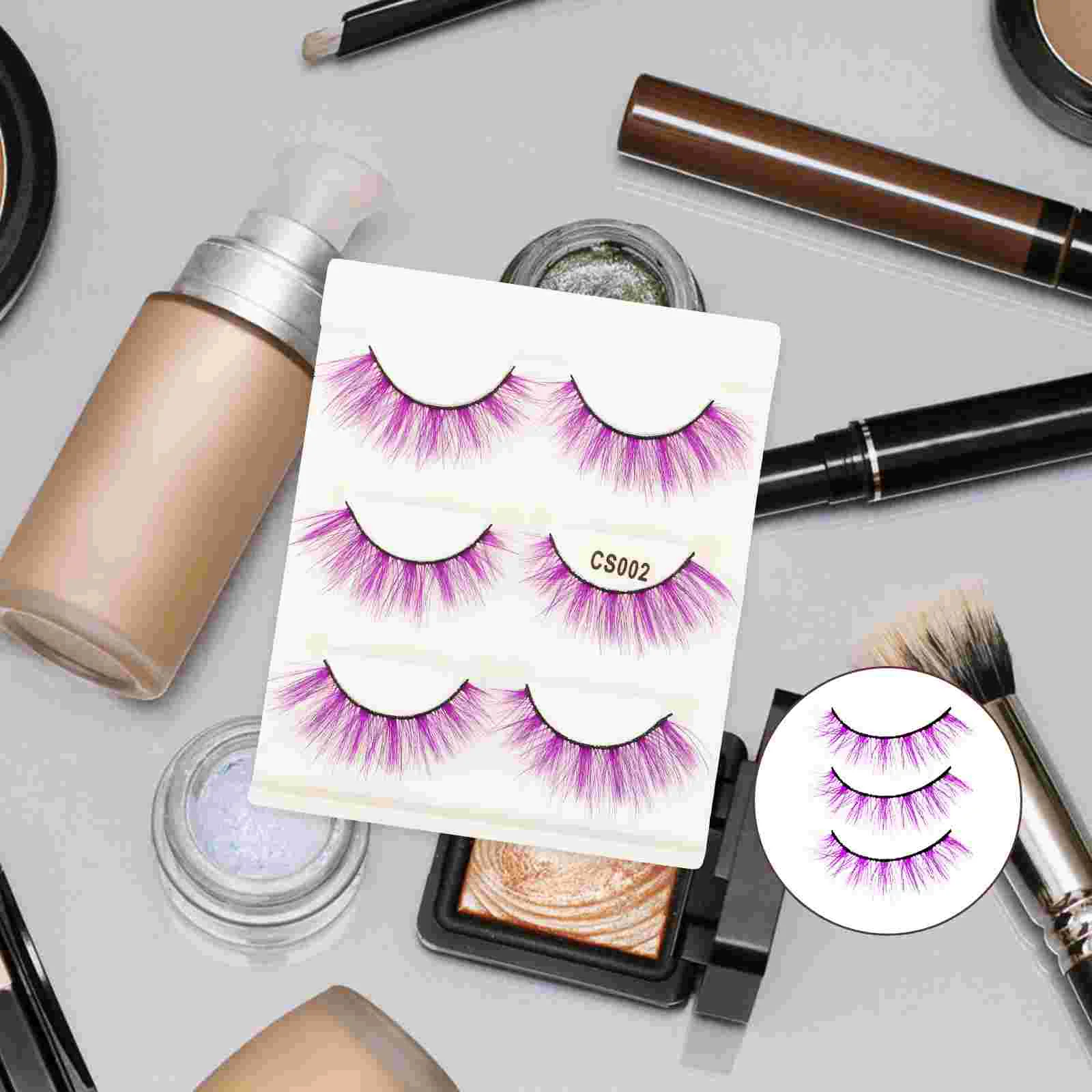 3 Pairs Multi-Color Eyelash False Lashes Dense Eyelashes 3D Fake Makeup Accessories Nude