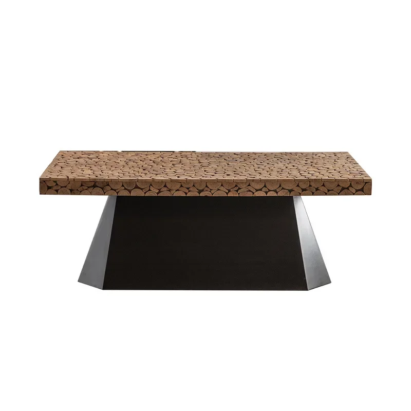 

wabi-sabi wind solid wood old coffee table, bed and breakfast living room sofa, American small square table, bedroom
