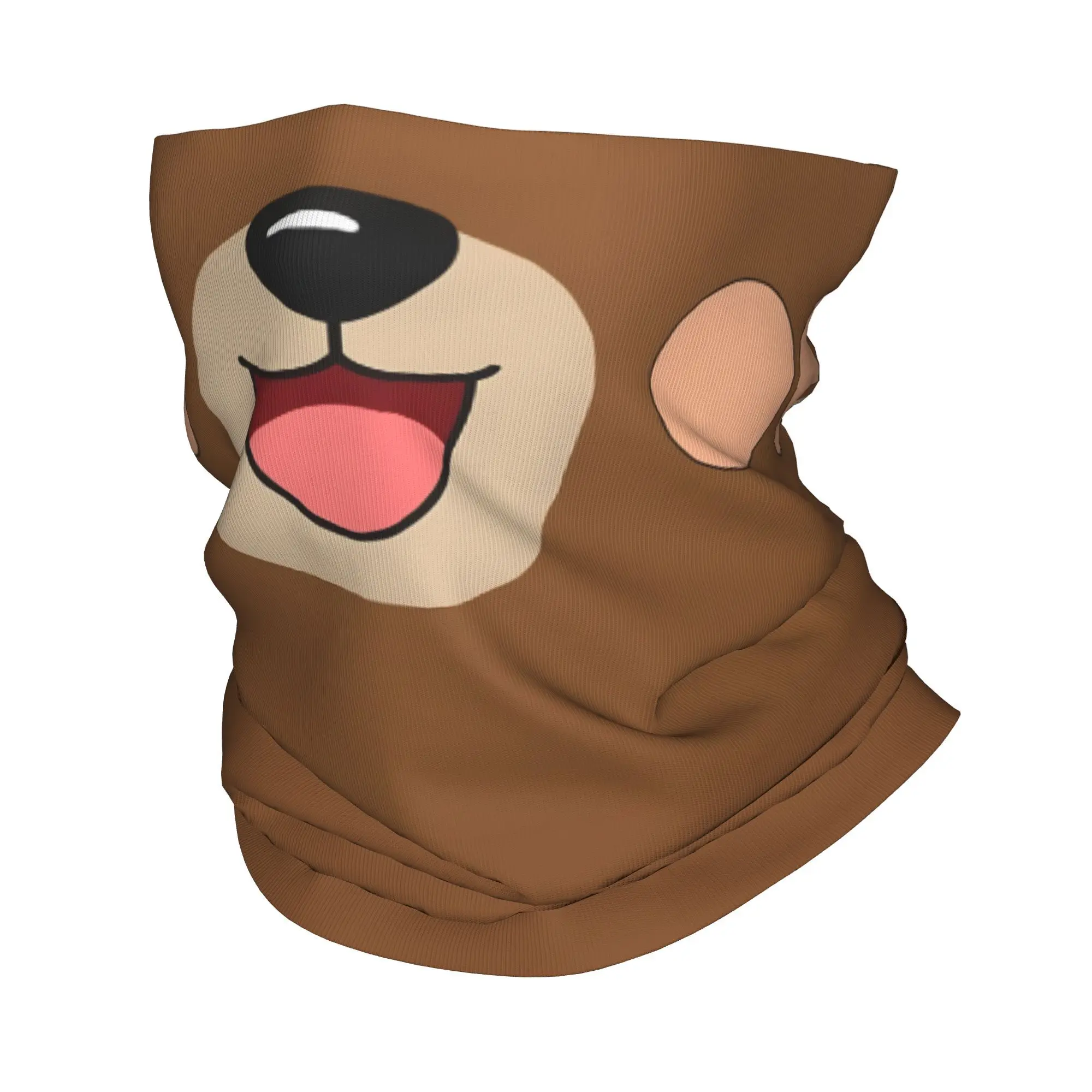 

Милая маска в виде медведя - очаровательный дизайн с выразительными глазами и носом, коричневого цвета, для активного отдыха на природе (велосипед, лыжи)