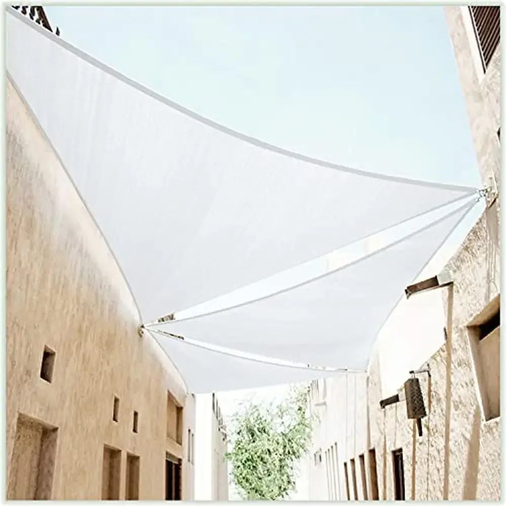 

Commercial Grade 16'x16'x16' White Triangle Sun Shade Sail Canopy Mesh Fabric UV Block UPF50 Heavy Duty 190 GSM Durable UV