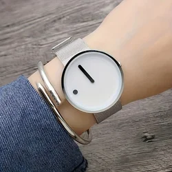 Montre design à pois minimaliste pour hommes et femmes, bracelet en acier créatif, haute valeur esthétique, tempérament minimaliste