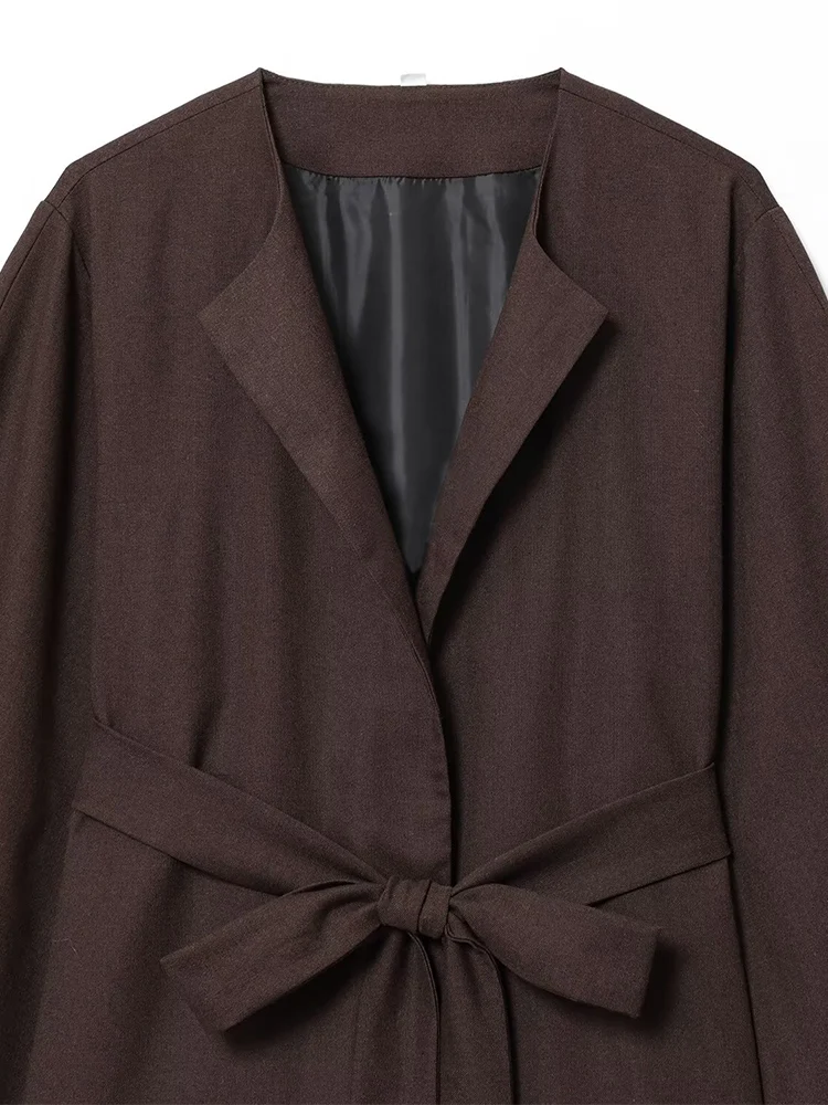 Europese stijl nieuwe damesmode veelzijdig temperament eenvoudige effen kleur met riem kimono-stijl jas