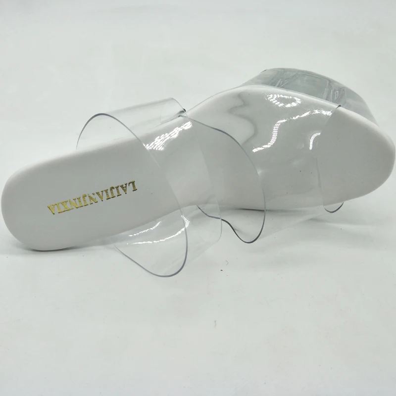 LAIJIANJINXIA جديد بولي كلوريد الفينيل مثير القطب الغريب أحذية الرقص الصيف النساء النعال 20 سنتيمتر عالية الكعب حجم 34-46 E023