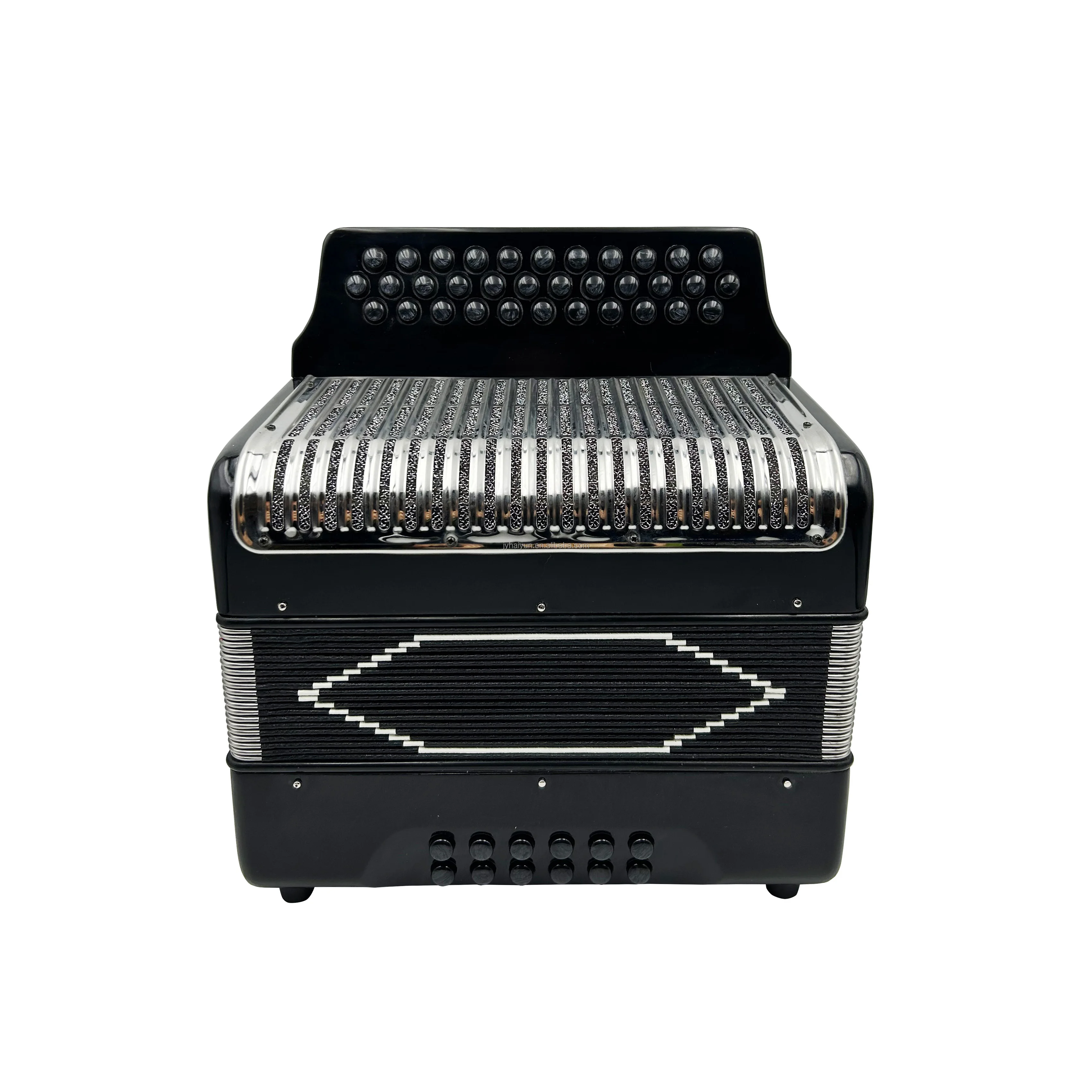 High Quality 34-Button 12-Bass Accordion JB3412 Professional Style Diatonic Instrument for Students Black Color
