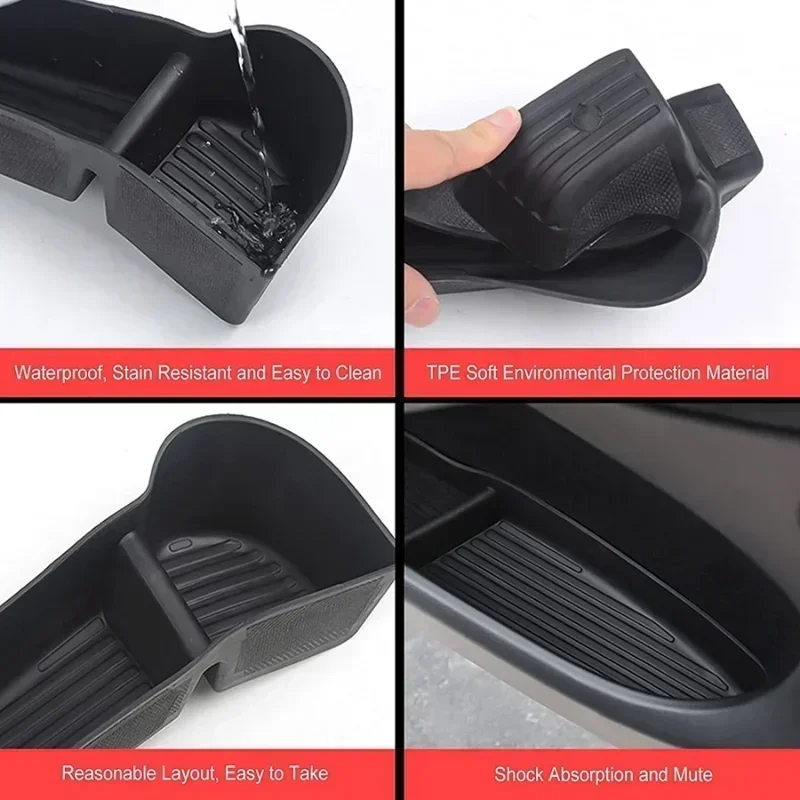 For Tesla Model 3 Y 2021-2023 Car Door Side Storage Box Front Rear Side TPE Door Storage Organizer Tray Interior Accessories