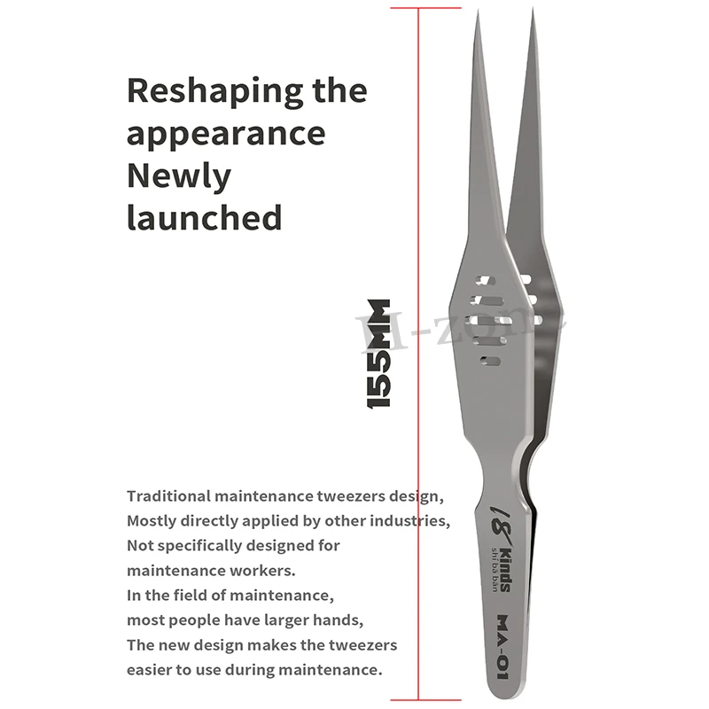 QZLAHZ MA-01 high hardness precision stainless steel widened tweezers precision flying line telephone electronic repair tools