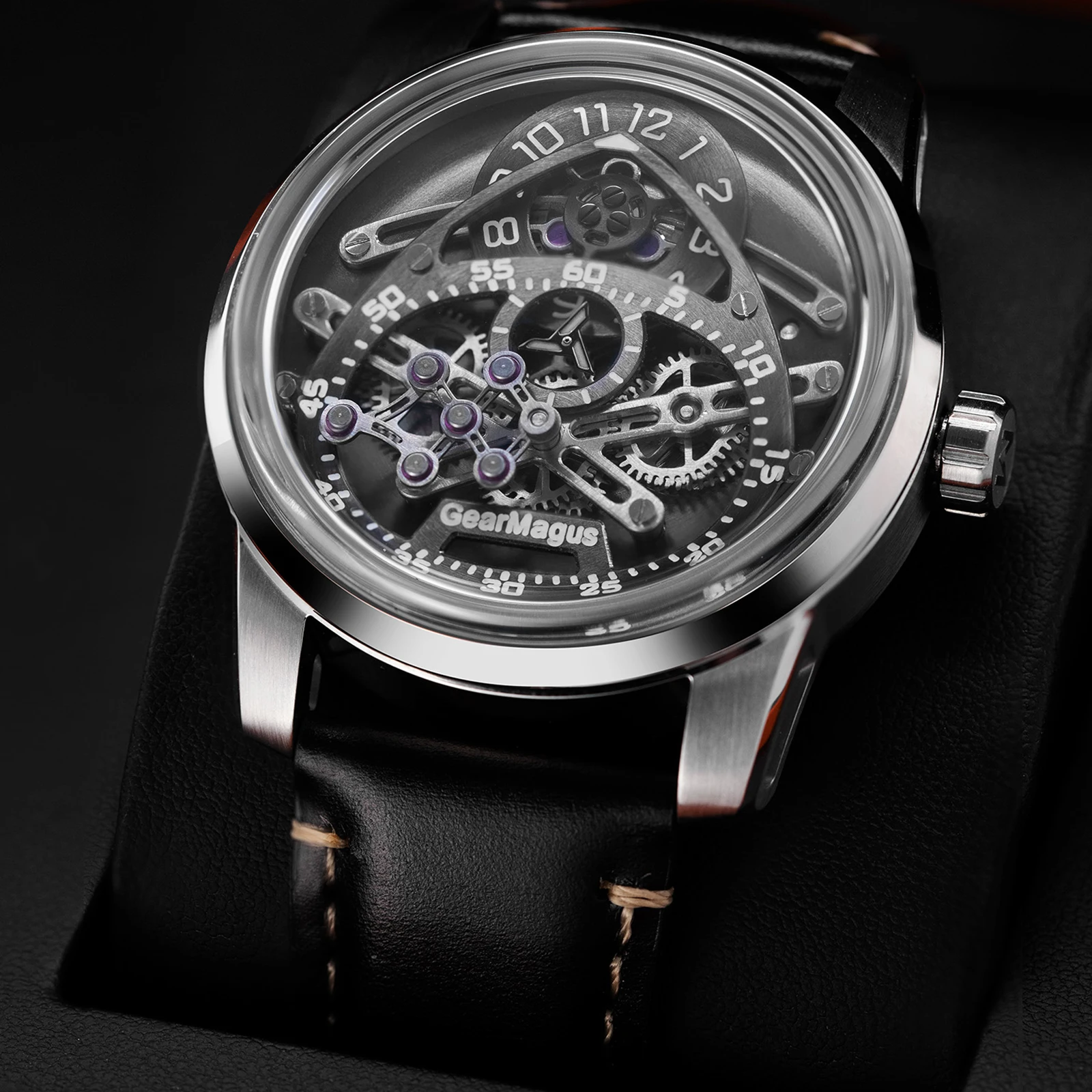 OBLVLO Mens Automatic Watches 42MM Luxury Watches Mechanical Wristwatch Vintage Waterproof Sapphire Unique Concept Dial Limited